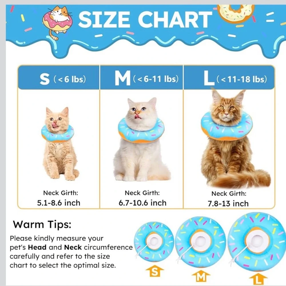 Medium Pet recovery collar for wound healing after surgery measurements in photo